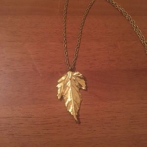Gold Tone Leaf Necklace